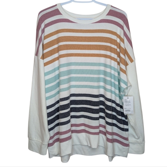 NWT Sonoma XXL Summer Soft Crew Neck Colourful Striped Sweater - Picture 1 of 10